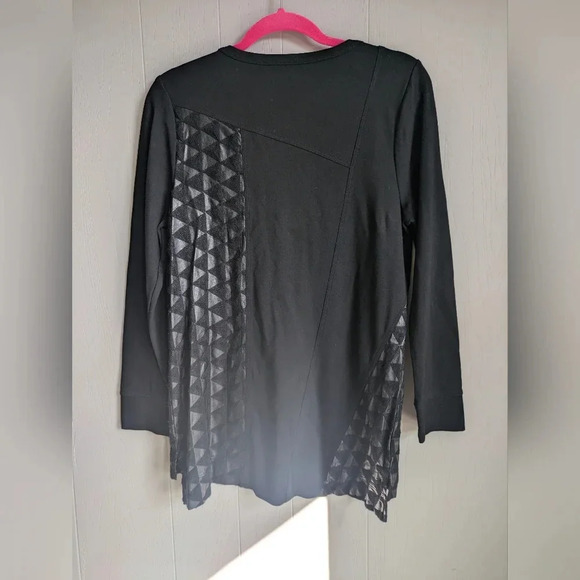 Lynn Ritchie Silver Black Pleather Tunic size Small‎ Goth Edgy Grunge Biker - Picture 7 of 8